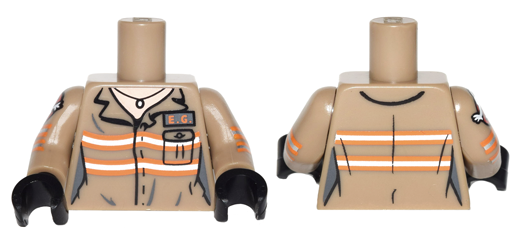 Torso Ghostbusters Jumpsuit Female with 'E.G.' ID Badge and Necklace Pattern / Dark Tan Arms with Ghostbusters Pattern / Black Hands