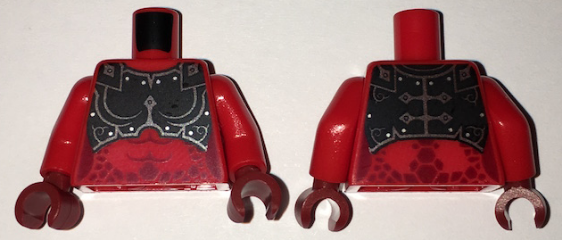 Torso Nexo Knights Female Armor Chest Plate and Dark Red Spots Pattern / Red Arms / Dark Red Hands