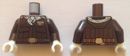 Torso SW Quilted Coat, White Bandana, Fur Hood, Reddish Brown Straight Belt Pattern / Dark Brown Arms / White Hands