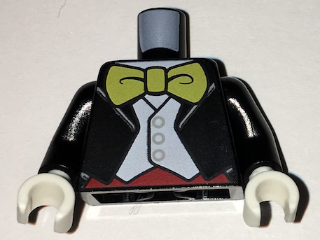 Torso Jacket Formal with White Vest, White Shirt and Large Yellow Bow Tie Pattern / Black Arms / White Hands