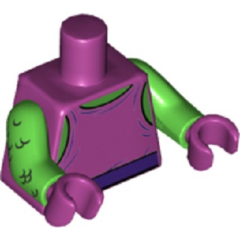 Torso Spider-Man Tank Top over Bright Green Chest with Dark Purple Belt Pattern / Bright Green Arms with Scales / Magenta Hands