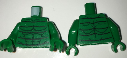Torso Spider-Man Bare Chest with Muscles and Black Lines Front and Back Pattern (Scorpion) / Green Arms / Green Hands