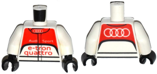 Torso Racing Suit with Audi Logo, 'Audi Sport e-tron quattro' on Front and Audi Logo on Back Pattern / White Arms / Black Hands
