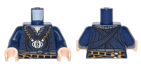 Torso Coat over Dark Bluish Gray Shirt, Metallic Silver Eye-shaped Medallion Pattern / Dark Blue Arms / Light Nougat Hands