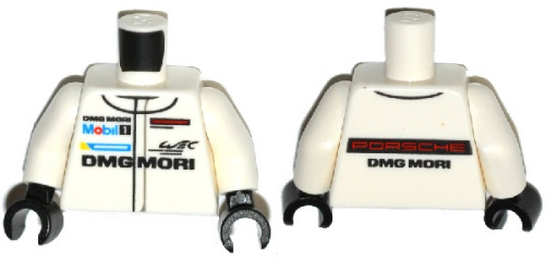 Torso Racing  Suit with 'PORSCHE DMG MORI' and Mobil 1 Logo Pattern / White Arms / Black Hands