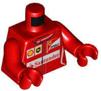 Torso Speed Champions with Shell, UPS, Ferrari and Red Santander Logo Front, Ferrari Logo Back Pattern / Red Arms / Red Hands
