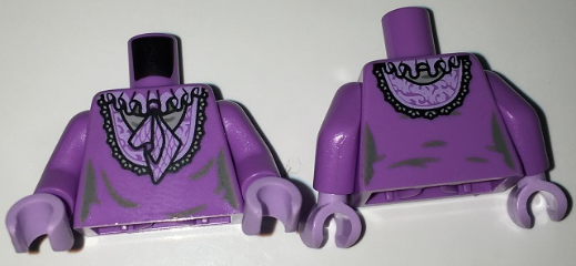 Torso Female Dress with Lavender Ruffled Collar Front and Back Pattern / Medium Lavender Arms / Lavender Hands