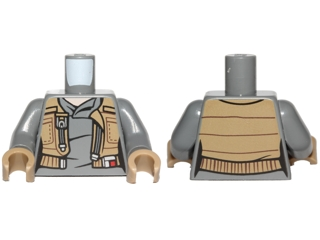 Torso SW Female Shirt with Dark Tan Vest with Pockets Pattern (Jyn Erso) / Dark Bluish Gray Arms / Dark Tan Hands