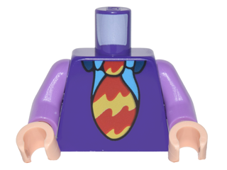 Torso Vest over Medium Blue Shirt with Red and Yellow Wavy Striped Tie Pattern / Medium Lavender Arms / Light Nougat Hands