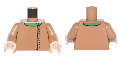 Torso Jacket with Side Closure and Black Buttons over Bright Green Shirt Pattern / Medium Nougat Arms / Light Nougat Hands