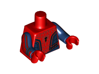 Torso Spider-Man Costume 8 Dark Blue, Thin Web, Small Spider with Thin Abdomen Pattern / Dark Blue Arms with Black and Red Webbing Pattern / Red Hands