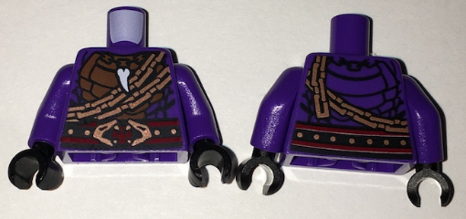 Torso Ninjago Snake Scales, with Tooth Pendant, Copper Chains and Snake Head Belt Pattern / Dark Purple Arms / Black Hands
