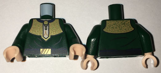 Torso Shirt with Elaborate Gold Collar and Black Belt with Gold Buckle Pattern / Dark Green Arms / Light Nougat Hands