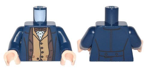 Torso Trench Coat over Dark Brown Suit Jacket and Bow Tie, Dark Tan Vest and White Shirt Pattern / Dark Blue Arms / Light Nougat Hands