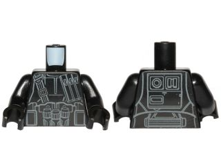 Torso SW Imperial Death Trooper Armor with Ammo Pouch, Grenades, and Diagonal Belt Pattern / Black Arms / Black Hands