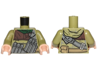 Torso SW Hoodie Jacket with Dark Bluish Gray Pocket Device Pattern (Rebel Trooper) / Olive Green Arms / Light Nougat Hands