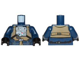 Torso SW Rebel U-Wing Pilot with Dark Tan Vest and Light Bluish Gray Front Panel Pattern / Dark Blue Arms / Black Hands