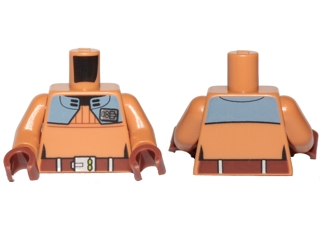 Torso SW Rebel Officer Jacket, Dark Bluish Gray Shoulder Plates, Reddish Brown Belt Pattern / Medium Nougat Arms / Reddish Brown Hands