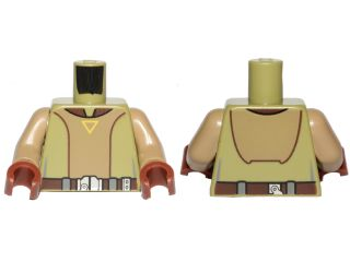 Torso SW Open Shirt with Utility Belt and Yellow Triangle Pattern (Kanan Jarrus) / Dark Tan Arms / Reddish Brown Hands