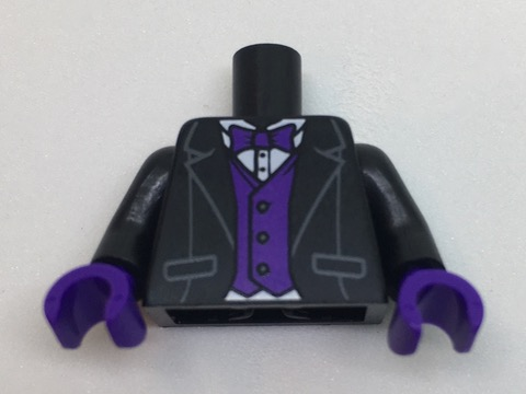 Torso Tuxedo Jacket, White Shirt, Dark Purple Bow Tie and Vest Pattern / Black Arms / Dark Purple Hands