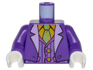 Torso Batman Suit with Lavender Lapels, Striped Vest, Bright Light Orange Shirt and Bright Green Tie Pattern (Joker) / Dark Purple Arms / White Hands