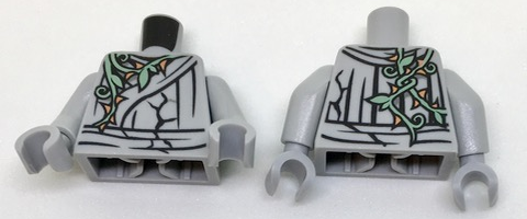 Torso Cracked Statue, Ninja Robe with Sand Green Vine and Gold Thorns Front and Back Pattern / Light Bluish Gray Arms / Light Bluish Gray Hands