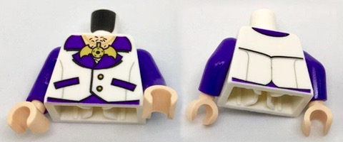 Torso Vest with Open Shirt, Bat Medallion and Hairy Chest Pattern / Dark Purple Arms / Light Nougat Hands