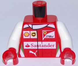Torso Speed Champions with Shell, UPS, Ferrari, Puma and Red Santander Logo Front, Ferrari Logo Back Pattern / White Arms / Red Hands