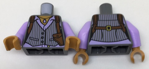 Torso Female Vest with White Pinstripes, Lavender Shirt and Reddish Brown Shoulder Holster Pattern / Lavender Arms / Medium Nougat Hands