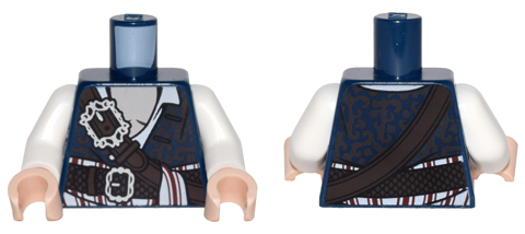 Torso PotC Brocade Vest with White Open Shirt over Tan Chest with Belts and Red and White Sash Pattern / White Arms / Light Nougat Hands