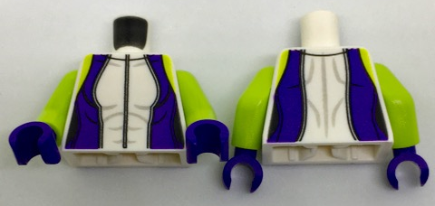 Torso Female Outline, Dark Purple Sides, Lime Shoulders and Zipper Front Pattern / Lime Arms / Dark Purple Hands