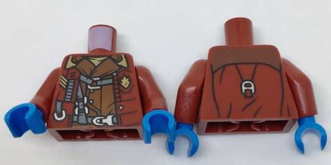 Torso Open Jacket with Badge over Reddish Brown Shirt and Harness Pattern / Dark Red Arms / Dark Azure Hands