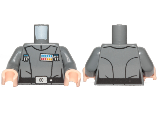 Torso SW Imperial Officer 11 Pattern (Grand Moff Tarkin) / Dark Bluish Gray Arms / Light Nougat Hands