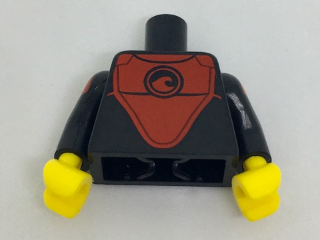 Torso Wetsuit with Red Front Panel with Wave Logo Pattern / Black Arms with Red Shoulder and Stripes Pattern / Yellow Hands