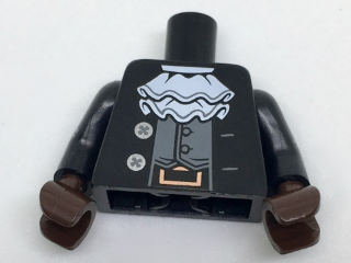 Torso Coat with White Ruffle over Dark Bluish Gray Vest, Silver Buttons Pattern / Black Arms with Silver Buttons Pattern / Dark Brown Hands