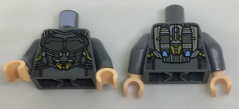 Torso Silver Space Armor with Gold and Bright Light Blue Trim Pattern / Dark Bluish Gray Arms / Light Nougat Hands