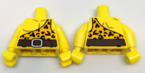 Torso Bright Light Orange Shirt with One Strap and Leopard Spots and Reddish Brown Belt Pattern / Yellow Arms / Yellow Hands