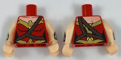 Torso Female Outline, Black Collarbone and Gold Trim with Diagonal Belt Pattern / Light Nougat Arms with Silver Gauntlet Pattern / Light Nougat Hands