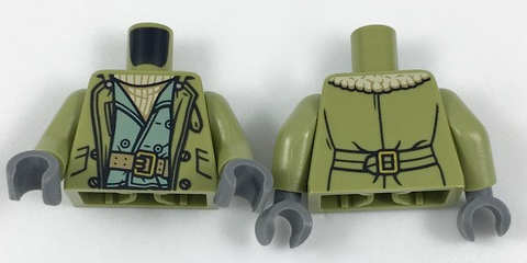 Torso Jacket over Sand Green Vest with Belt Pattern (Steve Trevor) / Olive Green Arms / Dark Bluish Gray Hands