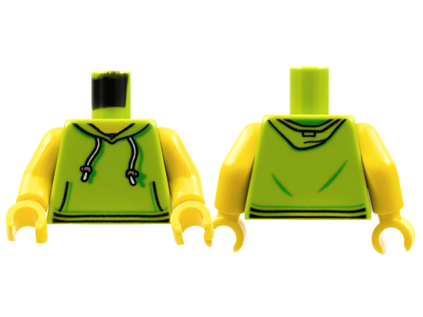 Torso Hoodie with White Drawstrings, Silver Adjusters and Kangaroo Pockets Pattern / Yellow Arms / Yellow Hands