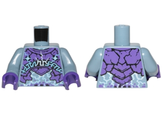 Torso Dark Purple Rock Plates, White and Bright Light Blue Lightning Effect and Arcane Symbols Pattern / Sand Blue Arms / Dark Purple Hands