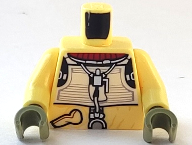 Torso SW Trandoshan Armor with Dark Red Collar and Hose on Back Pattern / Bright Light Yellow Arms / Olive Green Hands