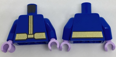 Torso Coat with Gold Center Seam and Wide Gold Belt Pattern / Blue Arms / Lavender Hands