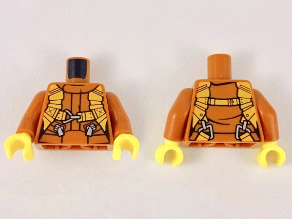 Torso Jumpsuit with Orange Harness Pattern / Dark Orange Arms / Yellow Hands