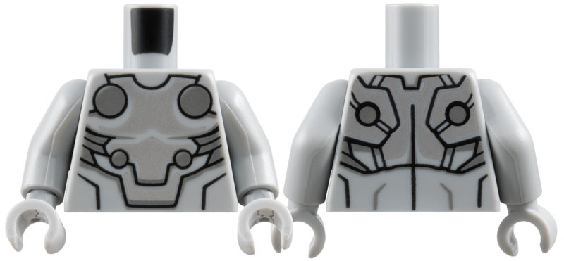 Torso Armor Silver Plate Armor with Dark Bluish Gray Circles Pattern / Light Bluish Gray Arms / Light Bluish Gray Hands