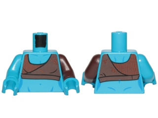 Torso Female SW Wrap Halter Top with Dotted Lines, Bare Skin, Thin Muscle Lines, Belly Button Pattern (Aayla Secura) / Dark Brown Arm Left / Dark Azure Arm Right / Dark Azure Hands