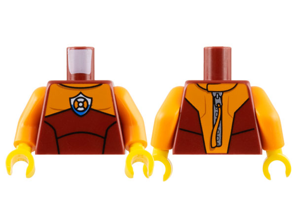 Torso Coast Guard Wetsuit with Orange Panel, Coast Guard Logo, and Zipper with Pull on Back Pattern / Orange Arms / Yellow Hands