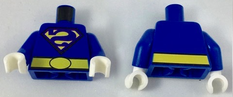 Torso Shirt with Dark Purple Bizarro Backward 'S' Logo and Wide Yellow Belt Pattern / Blue Arms / White Hands