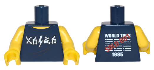 Torso Sleeveless Top with White Arrow and Lightning Symbols and 'WORLD TOUR' 'SOLD OUT' '1985' Pattern / Yellow Arms / Yellow Hands