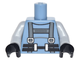 Torso Scuba Suit with Dark Bluish Gray Straps with Silver Buckles, Black Belt Pattern / Light Bluish Gray Arms / Black Hands